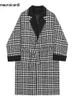 Misto lana da uomo Mauroicardi Autunno Inverno Lungo Oversize Nero Patchwork Plaid Trench Coat Uomo Sciolto Casual Designer di lusso Moda coreana 220930