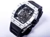 Fashion men's mechanical watch barrel type 50/43/16mm dial advanced movement automatic chain up sports leisure rubber strap super luxury skull watch