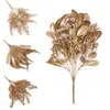 Decorative Flowers Artificial Plant Gold Leaves Christmas Decoration Wedding Fake Flower Floral DIY Accessories Bedroom Decor