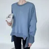Kvinnors hoodies mode kvinnor hoodie casual ol pendlare l￥ng￤rmad l￶s rund nacke pullover mitten av l￥nga lappt￤cke v￥rh￶stdam