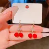 Baumeln Kronleuchter Glück Süße Rote Kirsche Ohrringe Für Frauen Koreanischen Stil 2022 Neue Zarte Einfache Mikro Pflastern Schmuck