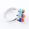 7 Chakra Reiki Justerbar ringenergi läkning Point Natural Stone Beads Rainbow Flower Women Finger Rings smycken x3008