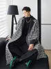 Lã masculina mistura Mauroicardi Autumn Winter Winter Longo Longo Black Patchwork Trench Coat Men Loose Casual Designer de luxo coreano Moda 220930