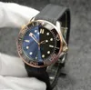 Top 42 mm Automatyczne mechaniczne mechaniczne zegarki męskie na zewnątrz oglądaj czarną tarczę z bransoletką ze stali nierdzewnej Rotatable Bezel Transparent281o