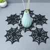 Tovagliette Tovagliette Halloween Sottobicchieri Web Tovaglietta Halloweens Set di centrini per stuoie per bevande horror Forniture Decor per Black Goth