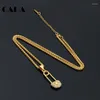 Choker 2022 Gold Farbe 316L Edelstahl Hip Hop Strass Pin Halskette Anhänger Damen Mode Für Geburtstag CAGF0148