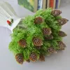 Decorative Flowers 2 Bouquets Stimulation Artificial Plant 7-pronged Easy To Care Plastic Fake Branches With Simulation Pine Cones For Home