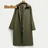 Kvinnors trenchrockar Totem Kvinnor Winter Cotton Long Coat Ankle-Length Turn-Down Collar Classic Vintage Army Green Quilted