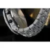 Iced Out – montre-bracelet en or blanc 14 carats pour hommes, moissanite cloutée, date analogique, diamant rond Q94N
