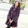 Manteau en fourrure de vison pour femmes, vêtements d'extérieur, veste à capuche, Long en daim, à la mode, 2022