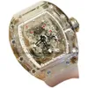 Multifunktion Superclone Richa Milles Herr Mechanical Watch helautomatiskt ihåligt personligt transparent kristallglasband är ATM