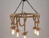 Pendant Lamps Vintage Industrial Rope Wrought Iron Circle Chain Light 3/6 Heads AC E27 110 / 220V Hanging For Edison Bulbs
