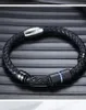 Bracelets de charme Bracelet pour hommes en fibre de carbone Bracelet tressé en cuir Bracelet de style de bureau magnétique pour hommes cadeau de bijoux de petit ami
