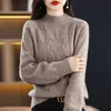 Womens Knits Tees 100% pull en laine pure femmes automne et hiver demi pull à col roulé couleur unie haut tricoté pull lâche femmes 220930