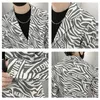 القمصان غير الرسمية للرجال الرجال v-neck نمط zebra قميص بلوزة الشارع الشارع ضئيل ملاء