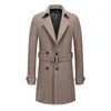 Lã de lã masculina mistura de lã de estilo britânico Men Men grossa Long Pea Coat Autumn Winter Fashion Woods