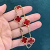 Pulseras con dijes de moda de diseñador de trébol de lujo para niñas, mujeres, oro de 18 quilates, plata, negro, blanco, rojo, verde, pulsera de marca, fiesta de bodas 8298189