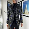 Real Photo Groom Tuxedos Black Pattern Men Party Business Suits 3 Piece Prom Blazer Dress Customize W1499