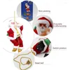 Christmas Decorations LED Electric Climbing Bead Santa Claus Doll Party Ornament Home Decoration Bells Hanging Interesting Music Gift