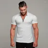 Men's Polos TOQUCL Sports Men's Polo Cotton Plus Size Summer Fitness Zipply Homme Male Wear GYM Muscle Clothing Shirts For 110kg