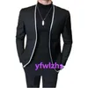 Neueste Design Smoking Mandarin Revers Herren Anzug Zwei Stücke Formale Business Herren Jacke Blazer Bräutigam Smoking Mantel Hosen 01285