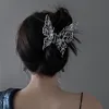 Fashion Large Metal Butterfly Hair Clips Claw for Women Rhinestone Hairpin Dish Up Gripper Claws Ponytail Claw Clip
