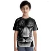 Camisetas masculinas de verão impressão de impressão de moda 3d tendência de tendência de tendência infantil Camiseta curta de manga curta pescoço redondo de tamanho grande