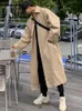 Mäns jackor Mauroicardi Spring Autumn Long Overized Black Khaki Trench Coat Men Raglan Sleeve Single Breasted Loose Casual Korean Fashion 220930