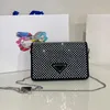 Schoudertassen dames tas halve maan halve maan diamante handtas portemonnee volledige strass klassieke letter gesp gemaakt klep crossbody verwijderbare riem