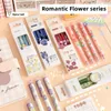 4pcs Romantik Çiçek Jel Pens Set Güzel Çiçek Baskı 0,5 mm Beyaz Boyun Siyah Renk Mürekkebi Okul Ofisi Yazmak İçin A7199