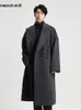 Męskie mieszanki wełny mauroicardi jesienne zima długie oborystyczne swobodne miękkie ciepłe ciemnoszare wełniane płaszcze luźne luksusowe ubrania 220930
