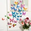 Party Decoration Style 12st Double Layer 3D Butterfly Wall Sticker p￥ heminredningen fj￤rilar f￶r magnetkylsk￥p klisterm￤rken