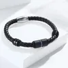 Pulseras de encanto Pulsera de fibra de carbono para hombres Brazalete trenzado de cuero Pulsera de estilo de oficina magnética para hombres Regalo de joyería de novio