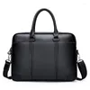 Портфели мужской портфель PU кожа большая мощность 14 -дюймовая сумочка для ноутбука мужчина мода повседневная сумка для плеча на плече
