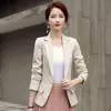 Women's Suits Button Plaid Pockets Notched Office Lady Blazers Jackets Korean Autumn Fashion Elegant Slim Casual Woman Suit Jacket