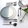 Sin sets Jankng Mirror Black set mes fork dessert lepel bestek roestvrijstalen zilverwerk flatware keukendiner