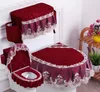 Couvre-siège de toilette Fyjafon 3pcs Couverture Lavable Réservoir avec sacs de rangement Salle de bain Peluche Bleu Rouge Pardessus