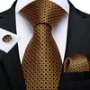 Bow Ties 8cm For Men Gold Black Floral Striped Wedding Party Necktie Handkerchief Cufflinks Shirt Accessories Gift DiBanGu