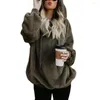 Kvinnors hoodies plus size Women's Hoodie Ladies Plain Fluffy Winter Warm Fleece Sweatshirts Loose Fit Jumper Outwear Pullover Tops