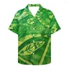 Мужские повседневные рубашки Hycool Polynesian племенная свободная посадка гавайская рубашка