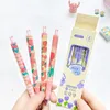 4 pièces romantique fleur Gel stylos ensemble belle impression florale 0.5mm stylo à bille couleur noire encre pour écrire école bureau A7199