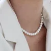 Choker Korea Elegant Big Imitation Pearl Beads Necklace For Women Clavicle Chain Wedding Jewelry Collar 2022