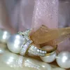 Wedding Rings Design Big Imitation Pearl Ring For Women Elegant Anniversary Party High Quality Statement Jewelry Drop