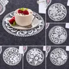 Table Mats 1PC Round Embroidered Lace Placemat Mat Home Decor Coffee Hollow Out Tea Cup Pads Tableware Kitchen Accessories