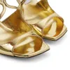 Luxurious Women Pumps Sandals Jimmy London ANISE 75 Fashion One Pedal Subtle Straps Gold Particulate Glitter Square Head Design Italy Sexy JC Sandal High Heel EU 35-43