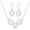 Серьги по ожерелью набор 925 серебро для женщин красивые цветы модные свадебные подарки.