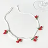 Choker Allme Handmade Romantic Acrylic Red Cherry Beadedチェーンネックレス