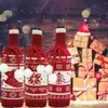 Weihnachtsdekorationen gestrickte Weinflaschenhülle Baum Elch Schneeflocke Pullover Urlaub