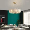 Pendant Lamps Nordic Led Living Room Dining Bedroom Kitchen Glasses Feather Chandeliers Luxury Gold Art Decor Hanging Lamp