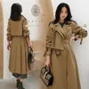 Trench da donna Cappotto color kaki Donna Primavera Autunno Top casual lunghi Moda donna Taglie forti Cintura sottile giacca a vento sottile in cotone